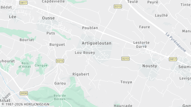 Carte de la zone d'intervention à Artigueloutan