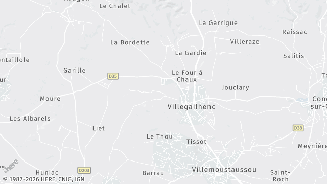 Carte de la zone d'intervention à Villegailhenc