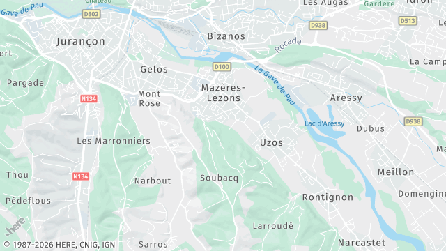 Carte de la zone d'intervention à Mazères-Lezons
