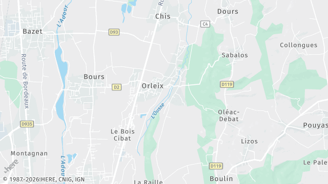 Carte de la zone d'intervention à Orleix