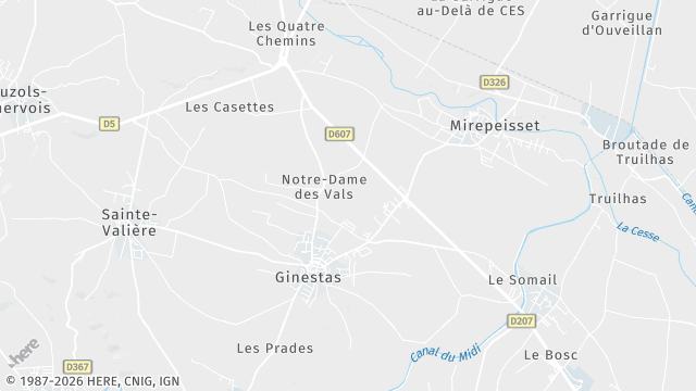 Carte de la zone d'intervention à Ginestas
