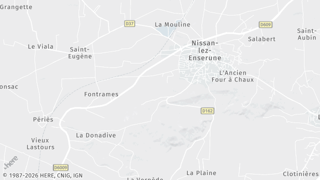 Carte de la zone d'intervention à Nissan-lez-Enserune