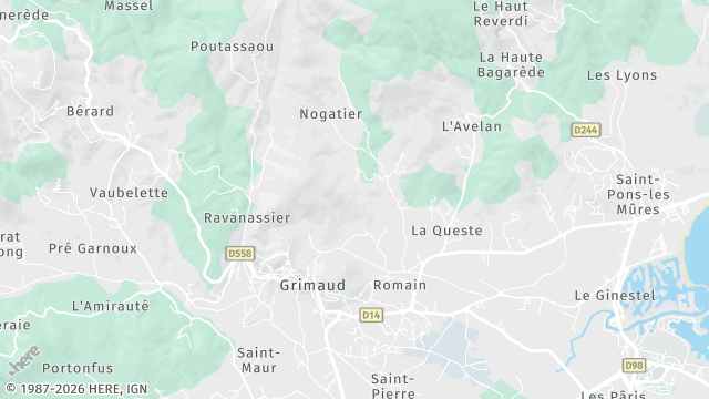 Carte de la zone d'intervention à Grimaud