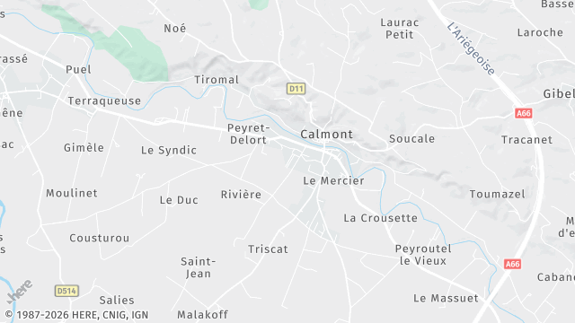 Carte de la zone d'intervention à Calmont