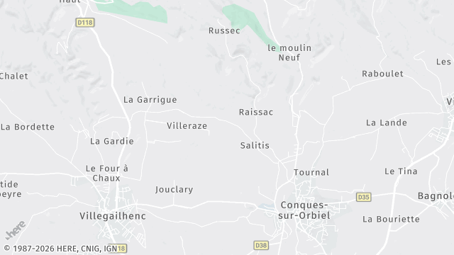 Carte de la zone d'intervention à Conques-sur-Orbiel