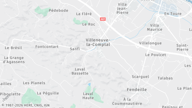 Carte de la zone d'intervention à Villeneuve-la-Comptal