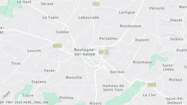 Carte de la zone d'intervention à Boulogne-sur-Gesse