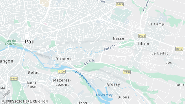 Carte de la zone d'intervention à Bizanos