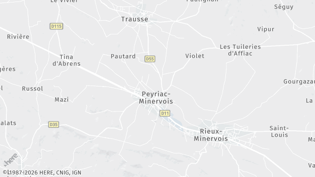 Carte de la zone d'intervention à Peyriac-Minervois