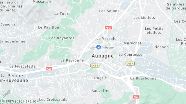 Carte de la zone d'intervention à Aubagne