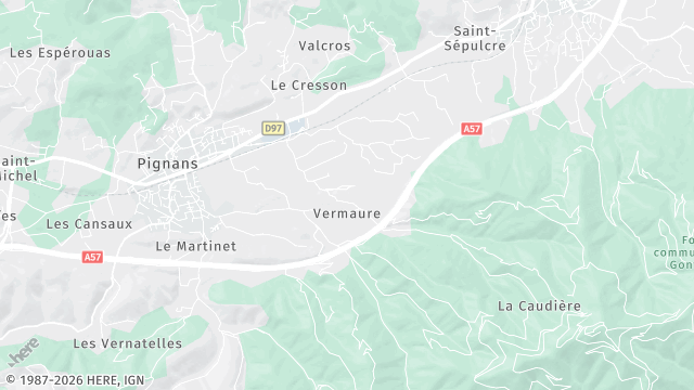 Carte de la zone d'intervention à Pignans