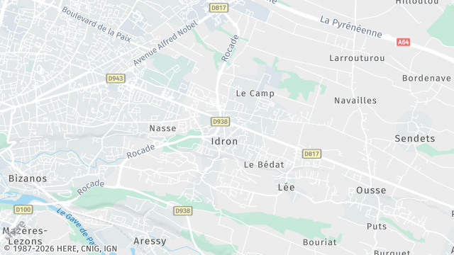 Carte de la zone d'intervention à Idron