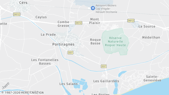 Carte de la zone d'intervention à Portiragnes