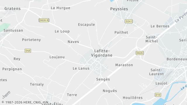 Carte de la zone d'intervention à Lafitte-Vigordane