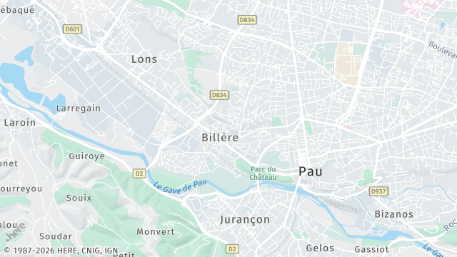 Carte de la zone d'intervention à Billère