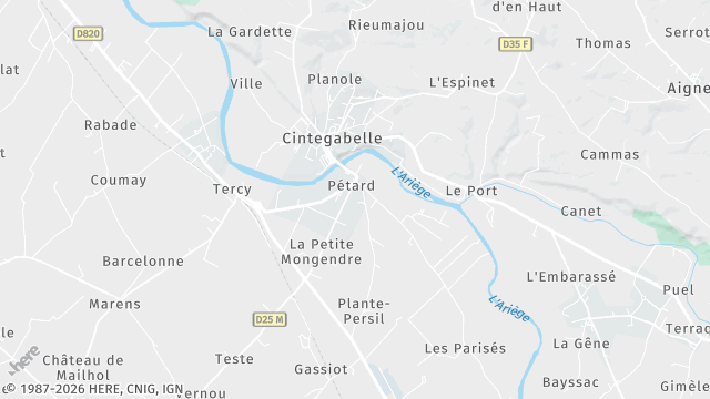 Carte de la zone d'intervention à Cintegabelle