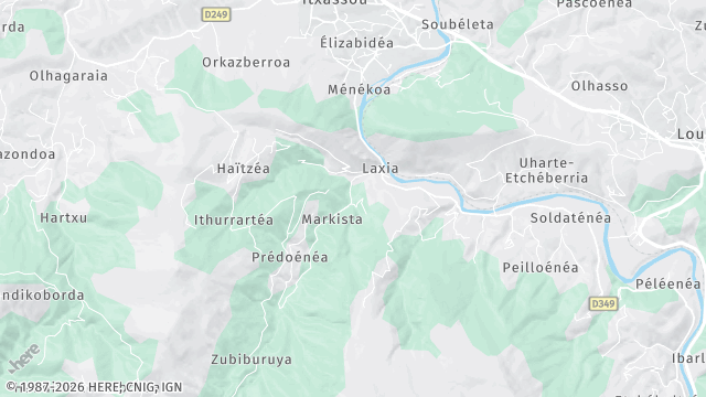 Carte de la zone d'intervention à Itxassou