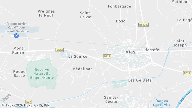 Carte de la zone d'intervention à Vias