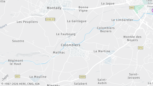 Carte de la zone d'intervention à Colombiers