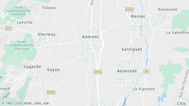 Carte de la zone d'intervention à Andrest