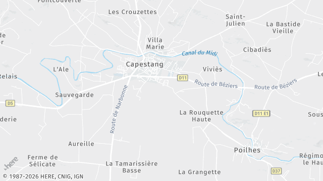 Carte de la zone d'intervention à Capestang