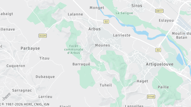 Carte de la zone d'intervention à Arbus