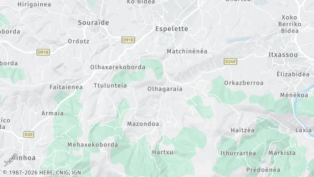 Carte de la zone d'intervention à Espelette