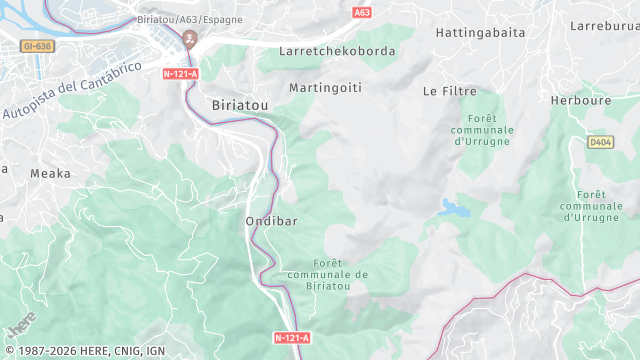Carte de la zone d'intervention à Biriatou