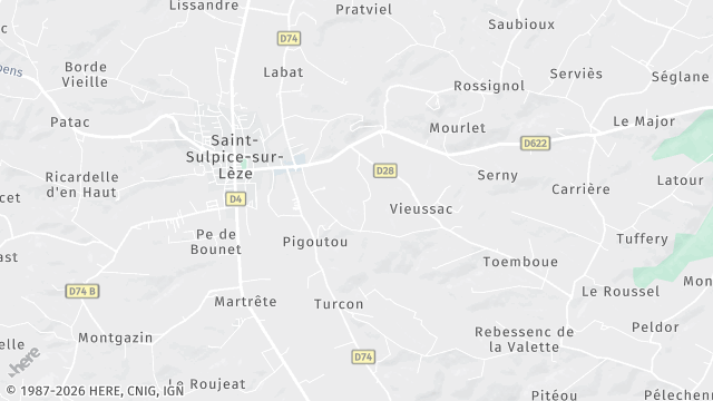 Carte de la zone d'intervention à Saint-Sulpice-sur-Lèze
