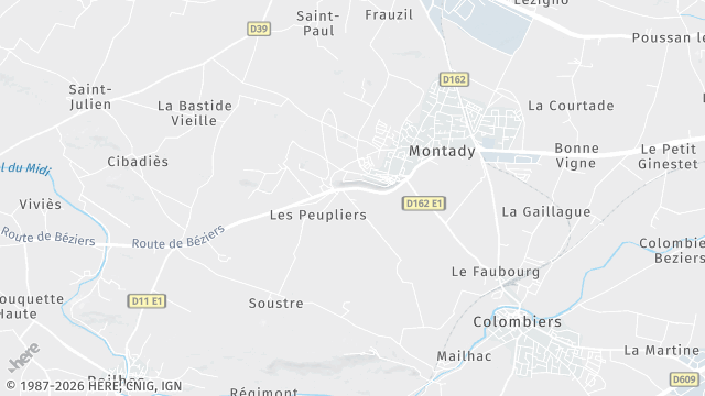 Carte de la zone d'intervention à Montady