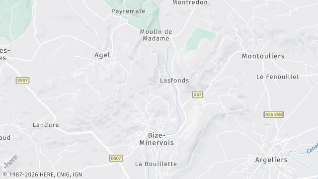 Carte de la zone d'intervention à Bize-Minervois