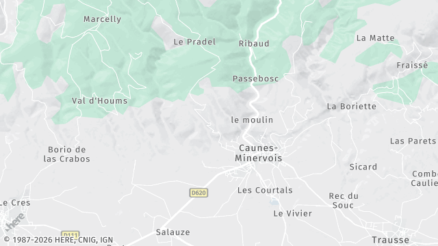 Carte de la zone d'intervention à Caunes-Minervois