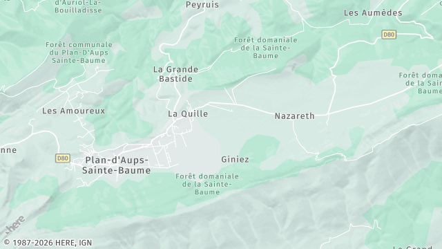 Carte de la zone d'intervention à Plan-d'Aups-Sainte-Baume