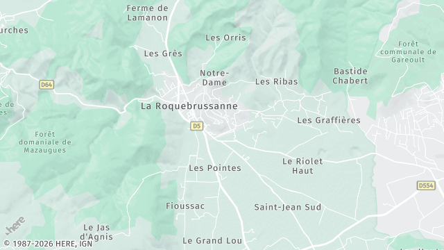 Carte de la zone d'intervention à La Roquebrussanne