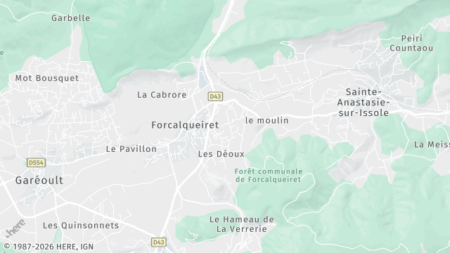 Carte de la zone d'intervention à Forcalqueiret