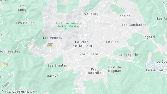 Carte de la zone d'intervention à Le Plan-de-la-Tour