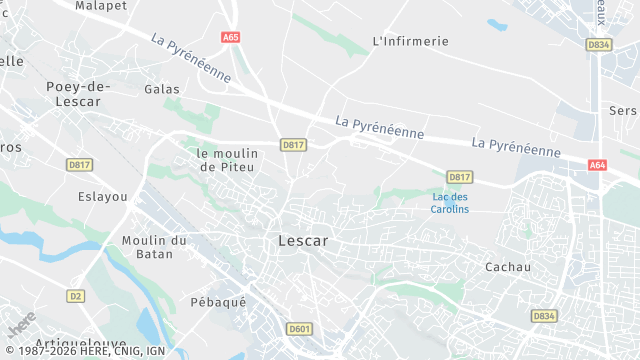 Carte de la zone d'intervention à Lescar