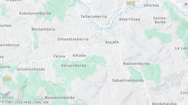 Carte de la zone d'intervention à Ascain