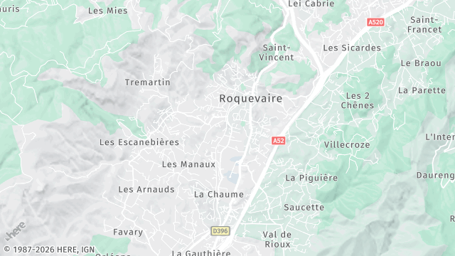 Carte de la zone d'intervention à Roquevaire