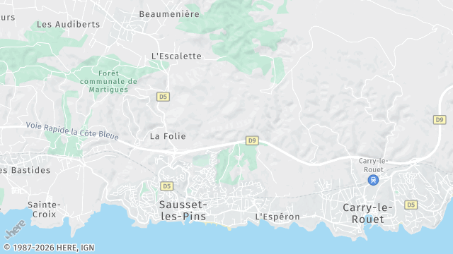 Carte de la zone d'intervention à Sausset-les-Pins