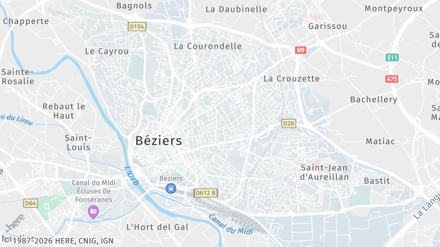 Carte de la zone d'intervention à Béziers