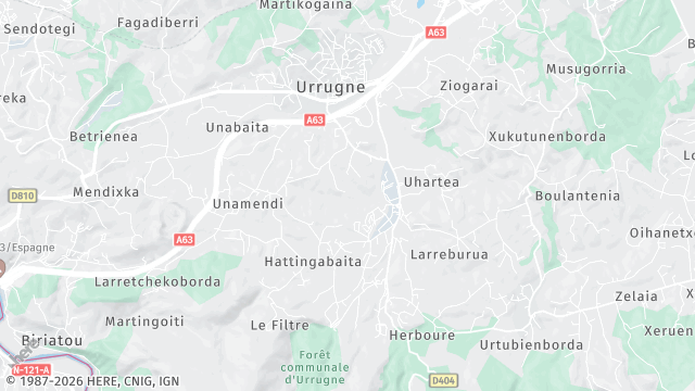 Carte de la zone d'intervention à Urrugne