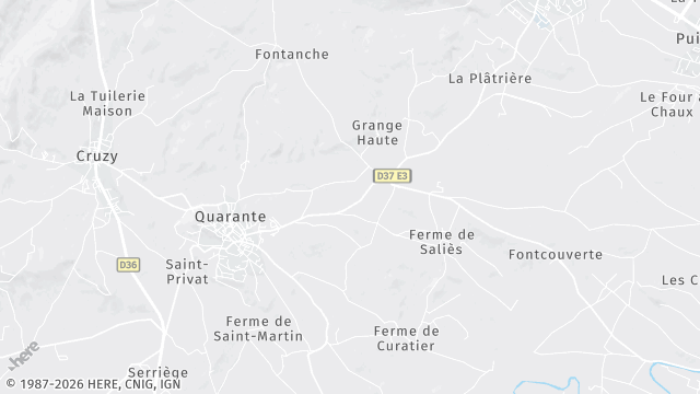 Carte de la zone d'intervention à Quarante