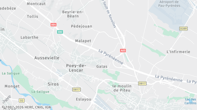 Carte de la zone d'intervention à Poey-de-Lescar