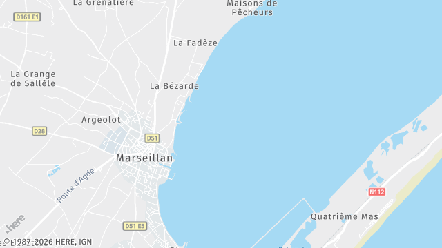 Carte de la zone d'intervention à Marseillan