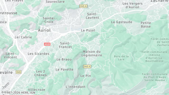 Carte de la zone d'intervention à Auriol