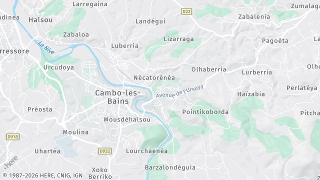 Carte de la zone d'intervention à Cambo-les-Bains
