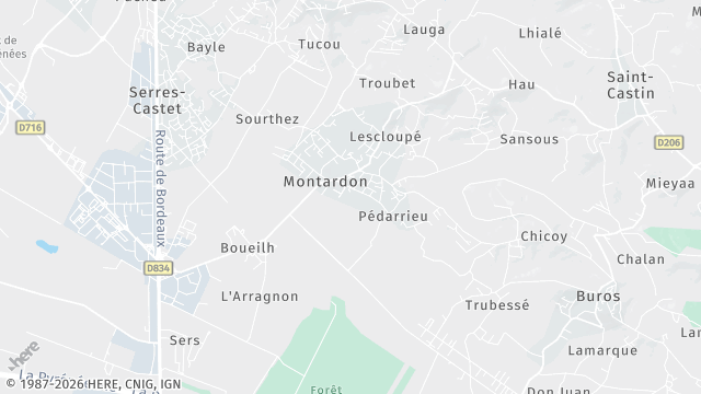 Carte de la zone d'intervention à Montardon