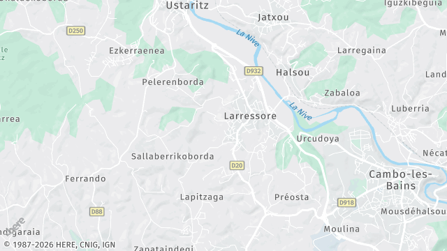 Carte de la zone d'intervention à Larressore