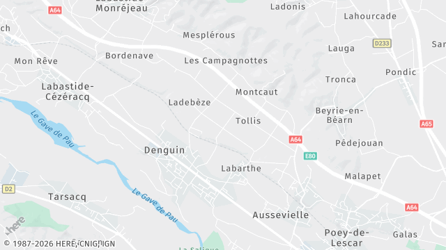 Carte de la zone d'intervention à Denguin